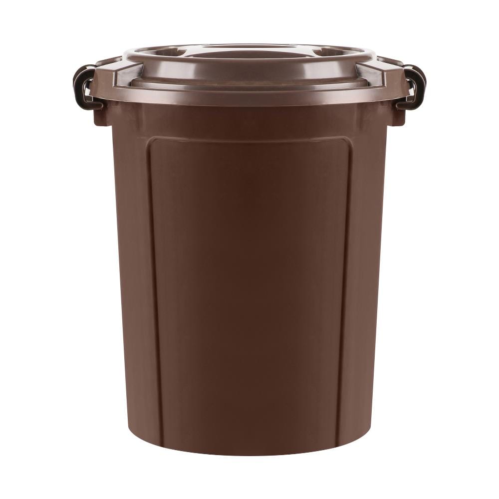 ถังน้ำกลมพร้อมฝาล็อก PLIM 62L สีน้ำตาล