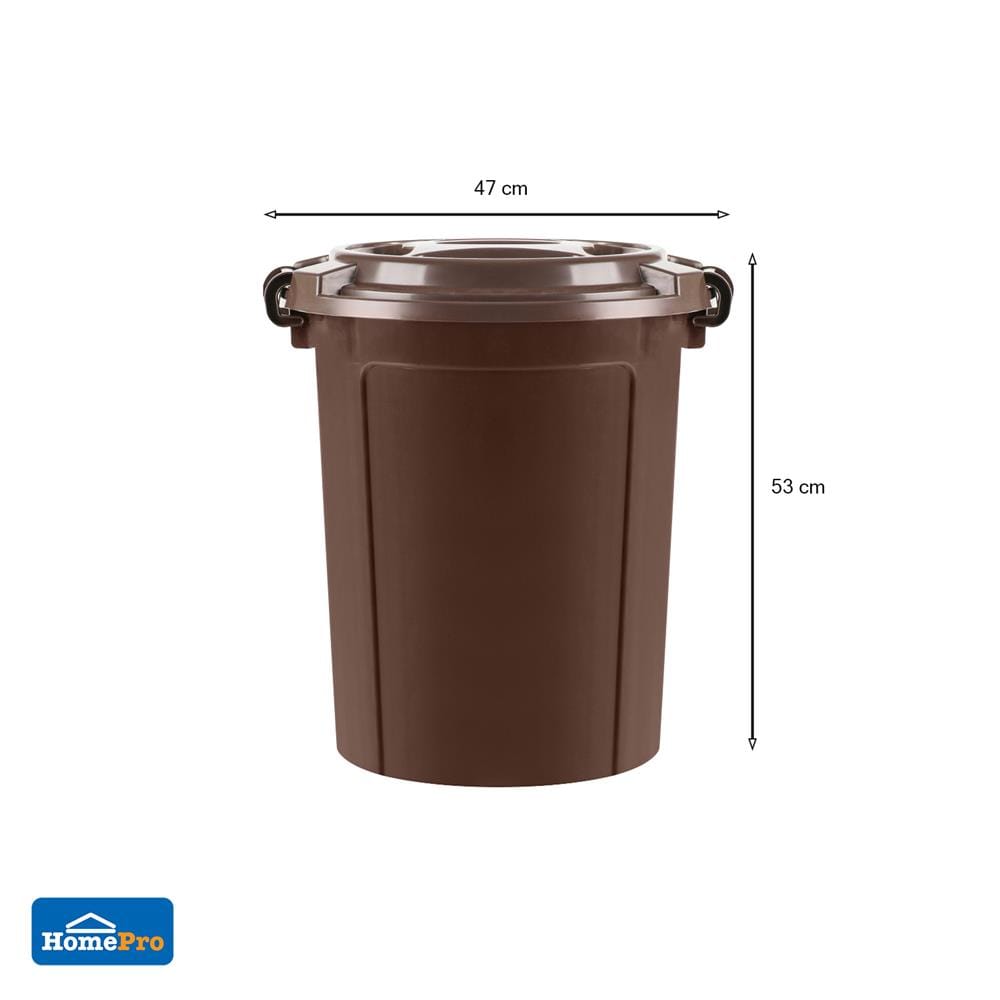ถังน้ำกลมพร้อมฝาล็อก PLIM 62L สีน้ำตาล