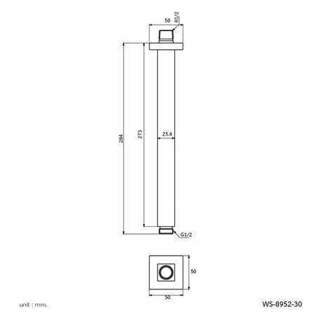 ก้านฝักบัว RAIN SHOWER WS WS-8952-30 30 ซม. สเตนเลส_3