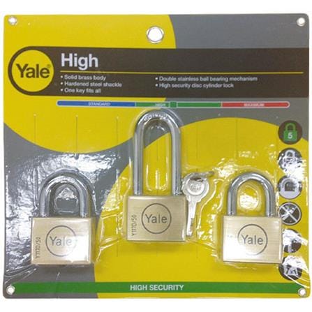 กุญแจคีย์อะไลท์ YALE BD50-50L-SP3C 50 มม. สีทองเหลือง (แพ็ก 3 ชิ้น)_0