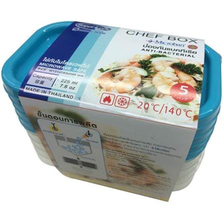 ชุดกล่องอาหารเหลี่ยม 0.225 ลิตร SUPER LOCK CHEF BOX6071 แพ็ก 5 ชิ้น