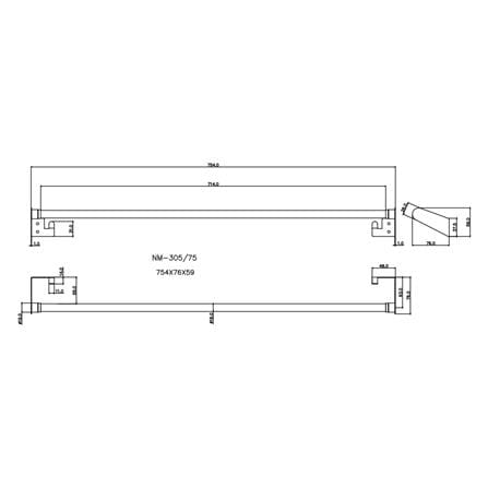 ราวแขวนผ้า PRIME NM-305-75 75 ซม. สเตนเลส_1