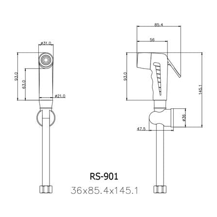 สายฉีดชำระครบชุด PRIME RS-901-WH-00 สีขาว_2