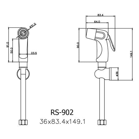 สายฉีดชำระครบชุด PRIME RS-902-CR-00 สีโครม_2