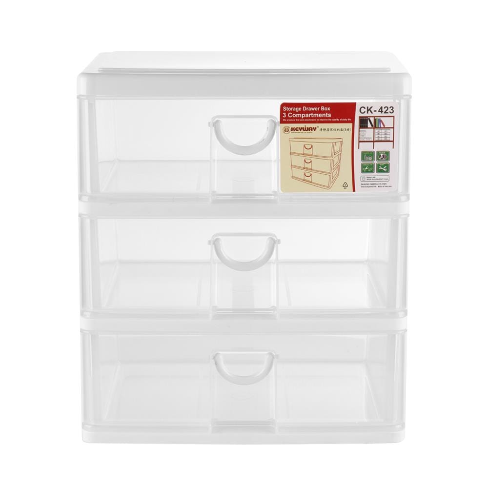 กล่องลิ้นชักเล็ก 3 ชั้น KEYWAY CK423 24x20.5x27.5 ซม. สีขาว