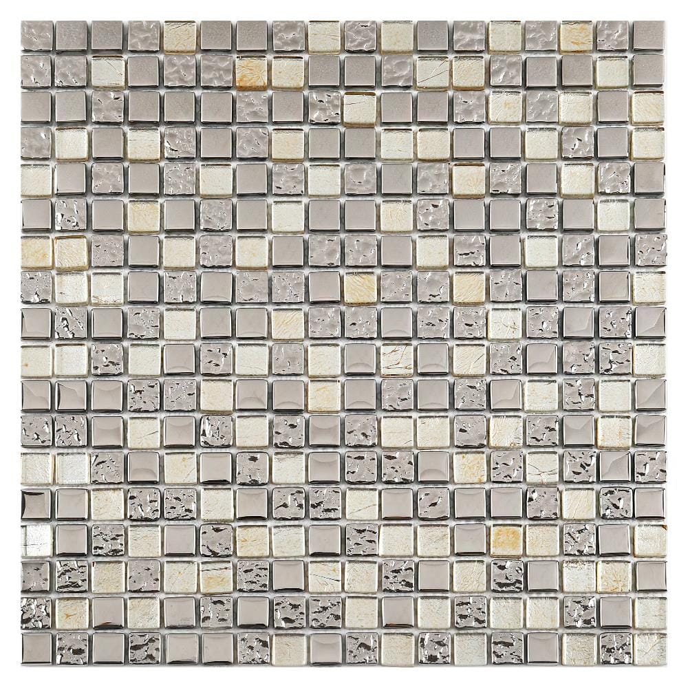โมเสคแก้ว 30x30x0.60 ซม. เมทัล มิกซ์ เบจ
