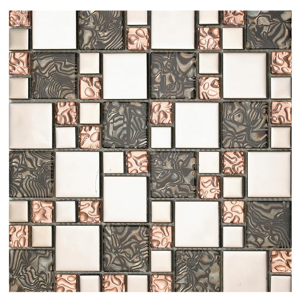 โมเสคแก้ว 30x30x0.60 ซม. ซิลเวอร์ บี-มิกซ์