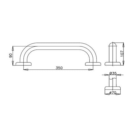 ราวมือจับ แบบตรง COTTO CT7501L35(HM) 35 ซม._1