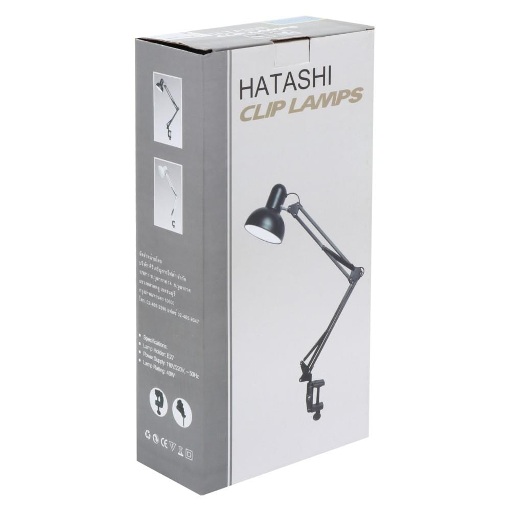 โคมไฟอ่านหนังสือ HATASHI MT-800 คลาสสิก โลหะ สีดำ