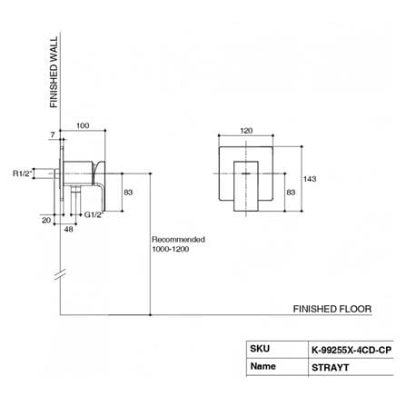 วาล์วฝักบัว 1 ทาง KOHLER K-99255X-4CD-CP_1