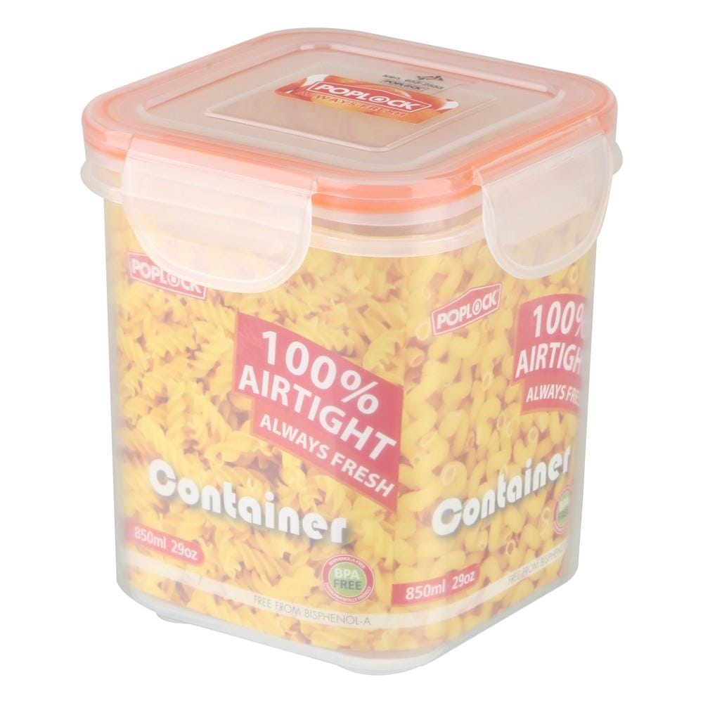 กล่องอาหารเหลี่ยมสูง POPLOCK 9141M 0.85 ลิตร สีส้ม
