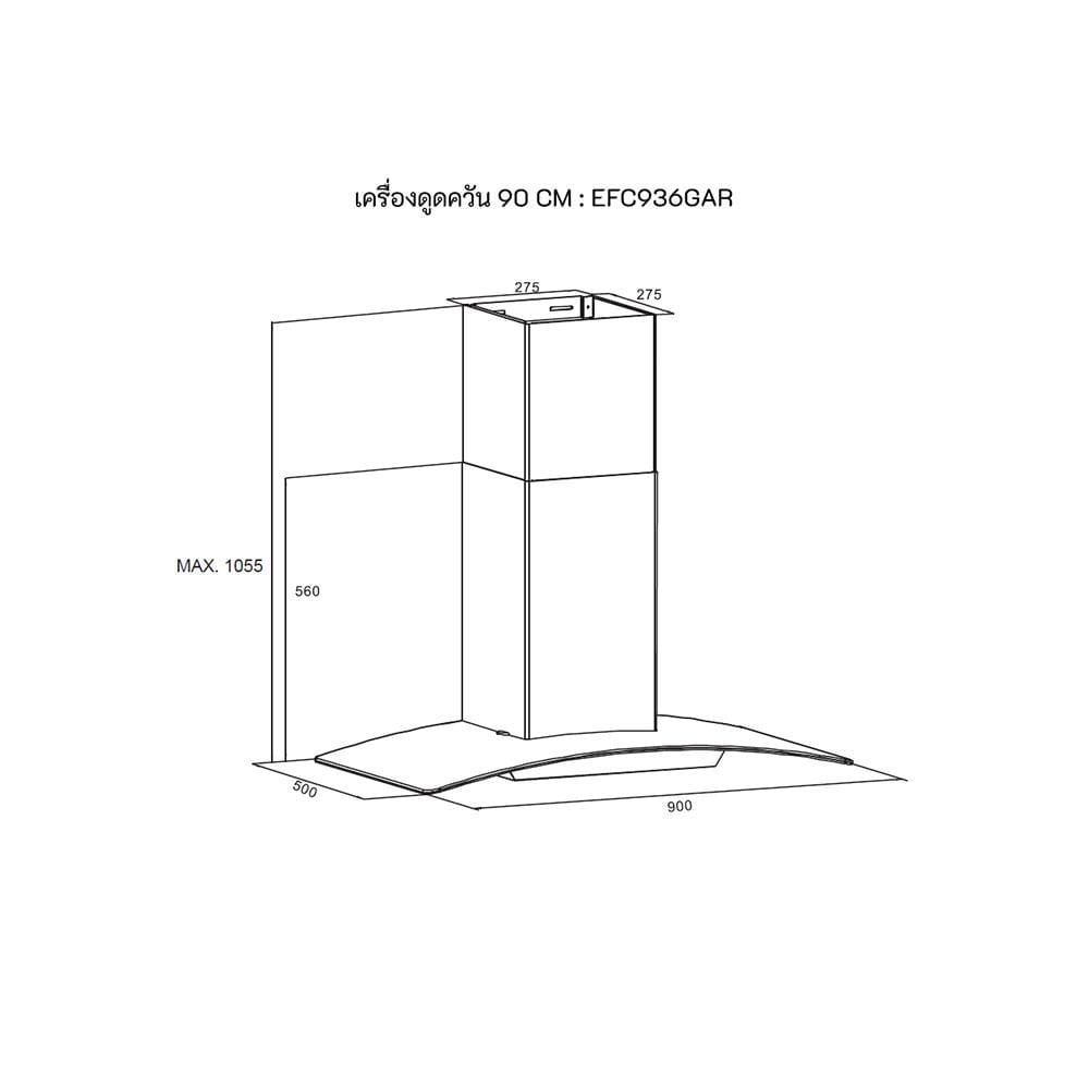 เครื่องดูดควันกระโจม ELECTROLUX EFC936GAR 90 ซม.