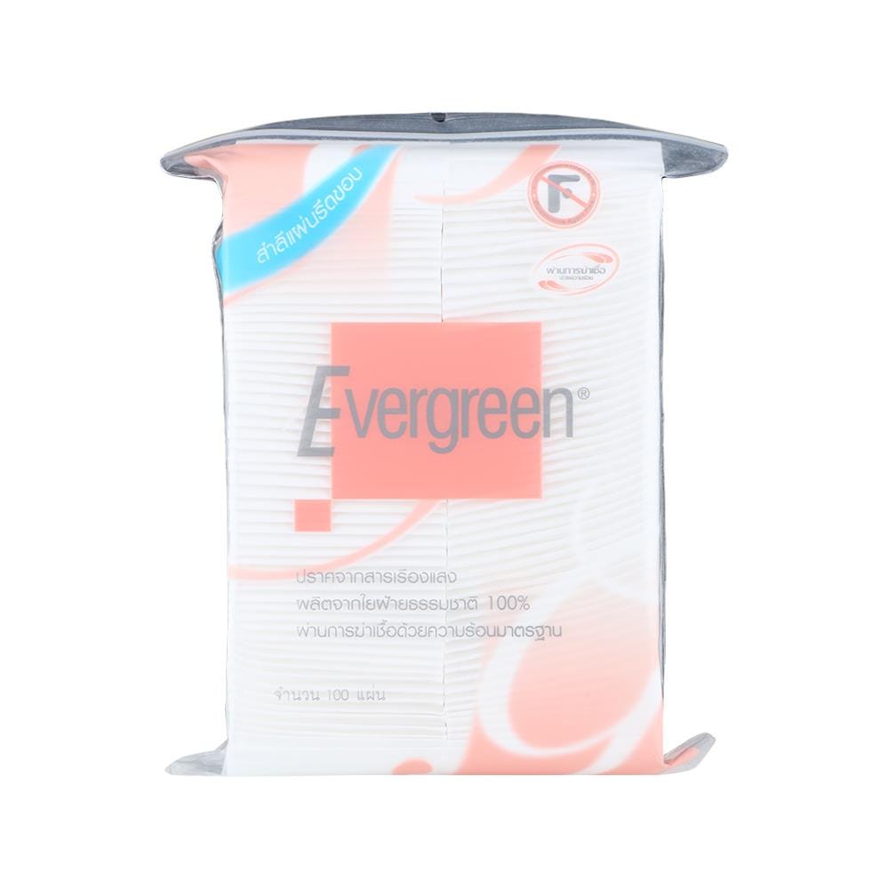 สำลีแผ่นรีดขอบ EVERGREEN 100 แผ่น