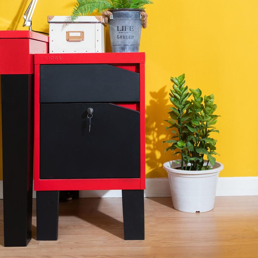 ตู้ลิ้นชักเหล็ก KIOSK KN-103 สีดำ/แดง
