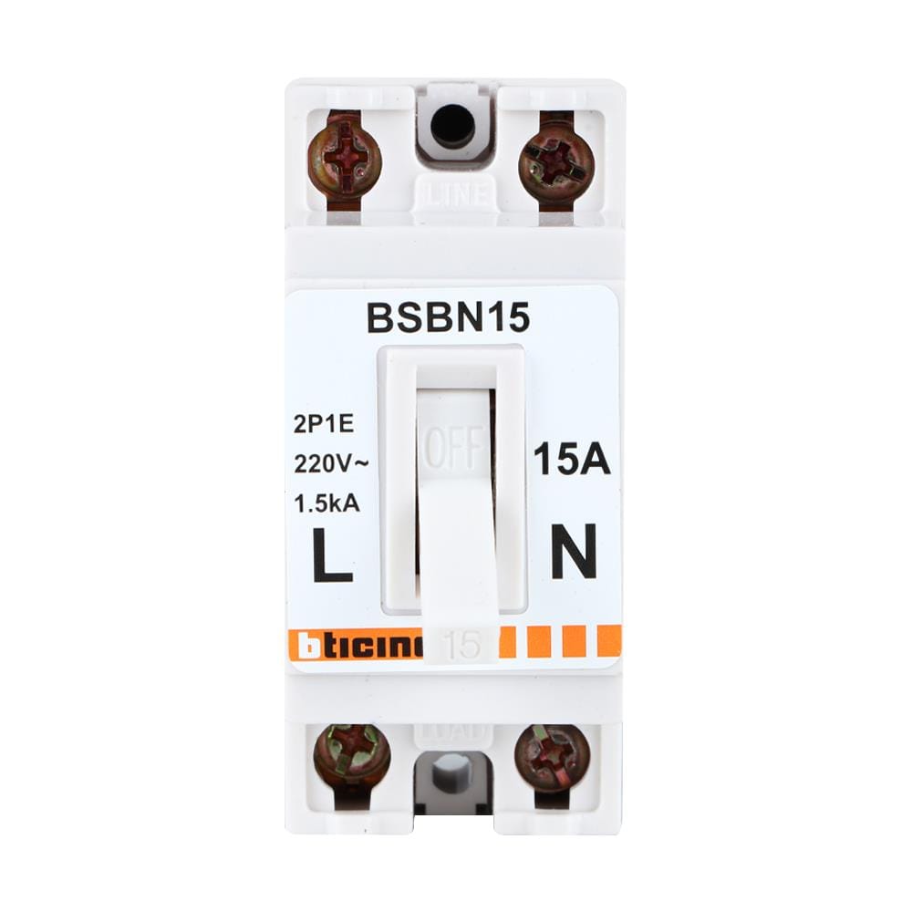 เซอร์กิตเบรกเกอร์แบบลอย 15 แอมป์ 2 โพล 1 เฟส BTICINO รุ่น BSBN15