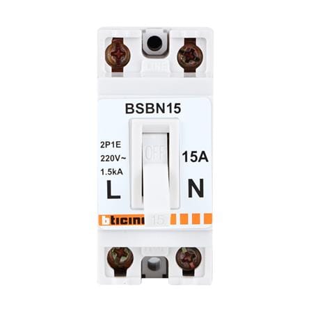 เซอร์กิตเบรกเกอร์แบบลอย 15 แอมป์ 2 โพล 1 เฟส BTICINO รุ่น BSBN15