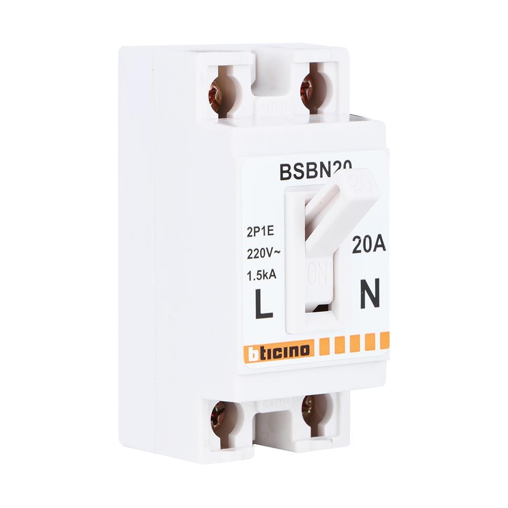 เซอร์กิตเบรกเกอร์แบบลอย 20 แอมป์ 2 โพล 1 เฟส BTICINO รุ่น BSBN20