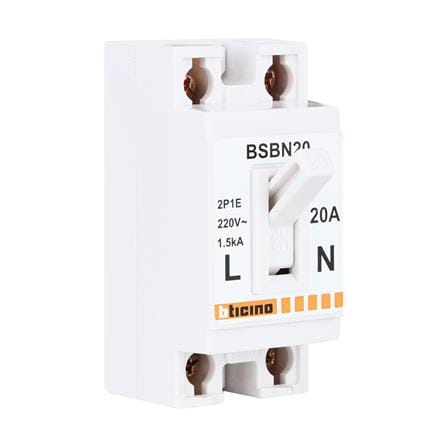 เซอร์กิตเบรกเกอร์แบบลอย 20 แอมป์ 2 โพล 1 เฟส BTICINO รุ่น BSBN20_1