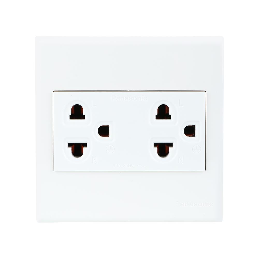 ชุดเต้ารับคู่ 3 ขา PANASONIC BSW 1392 สีขาว