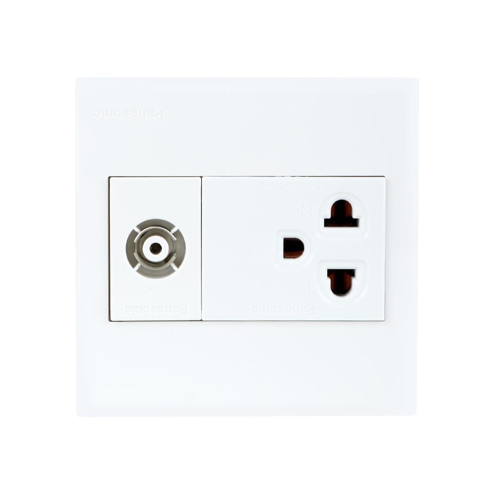 ชุดเต้ารับคู่ 3 ขา + เต้ารับโทรทัศน์ PANASONIC BSW1391V สีขาว