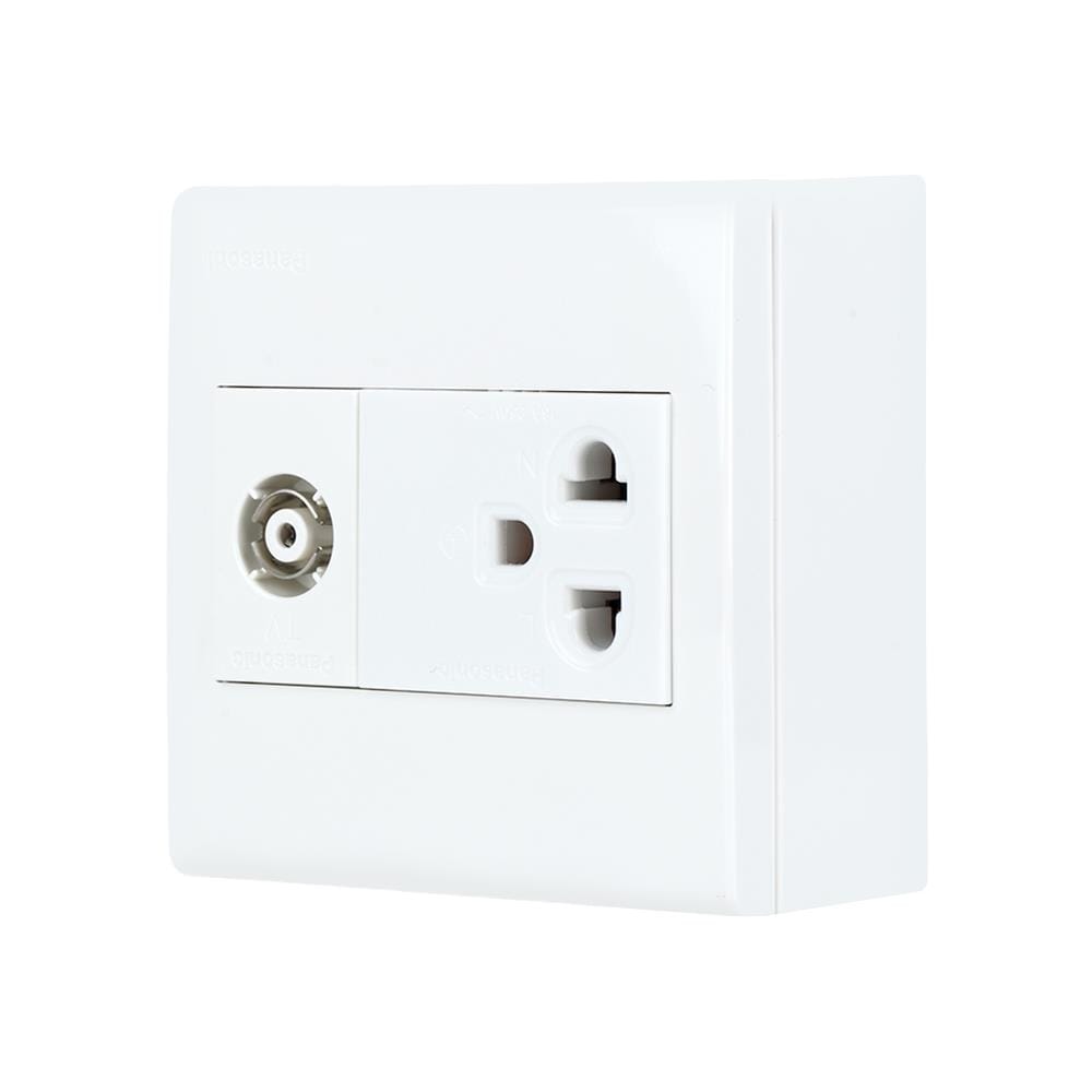 ชุดเต้ารับคู่ 3 ขา + เต้ารับโทรทัศน์ PANASONIC BSW1391V สีขาว