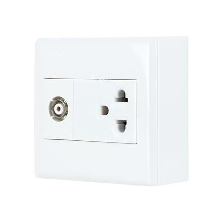 ชุดเต้ารับคู่ 3 ขา + เต้ารับโทรทัศน์ PANASONIC BSW1391V สีขาว_1