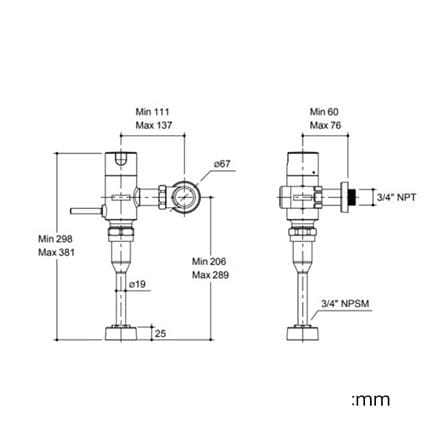 ฟลัชวาล์วโถชายท่อตรง KOHLER K-13518X-CP_1