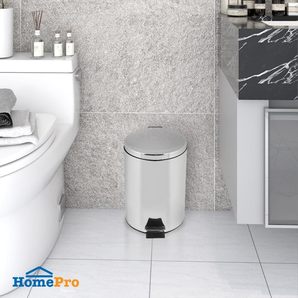 ถังขยะเหยียบกลม ACCO HP-007 ขนาด 12L สีเงิน