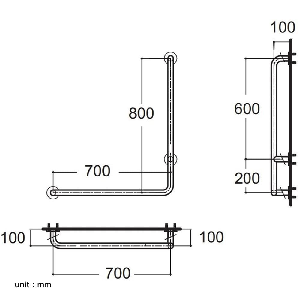 ราวมือจับ ตัว L AMERICAN STANDARD HR-380570-01L
