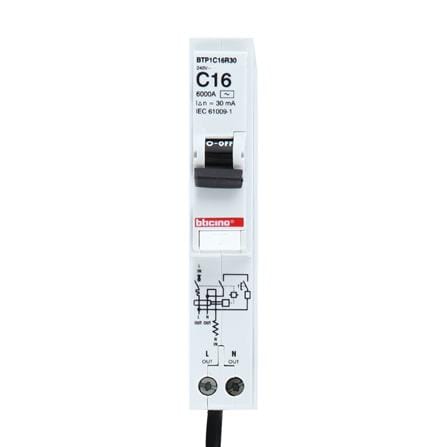 เซอร์กิตเบรกเกอร์กันไฟดูด/กันไฟรั่ว 16 แอมป์ 1 โพล 1 เฟส BTICINO BTP1C16R30_0