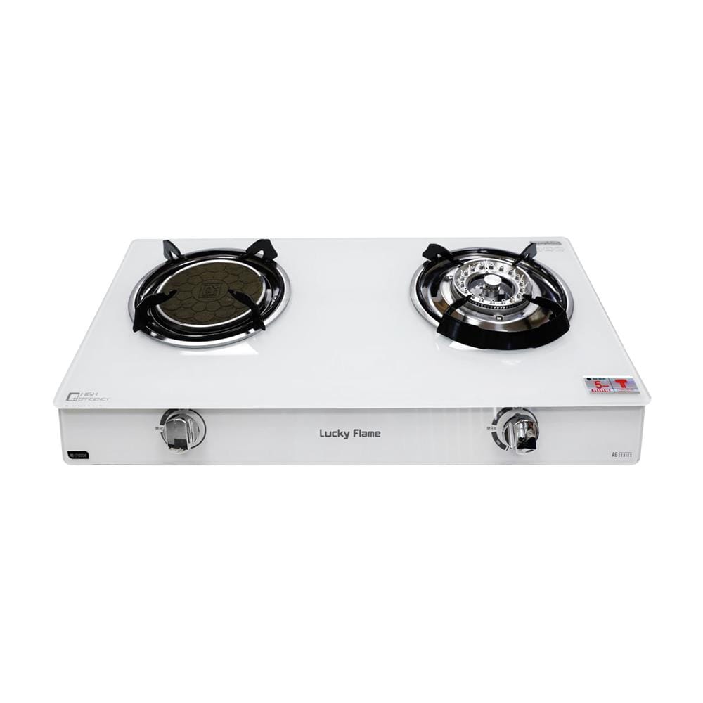 เตาแก๊สตั้งโต๊ะ 2 หัวแก๊ส LUCKY FLAME AG-2102S(W)