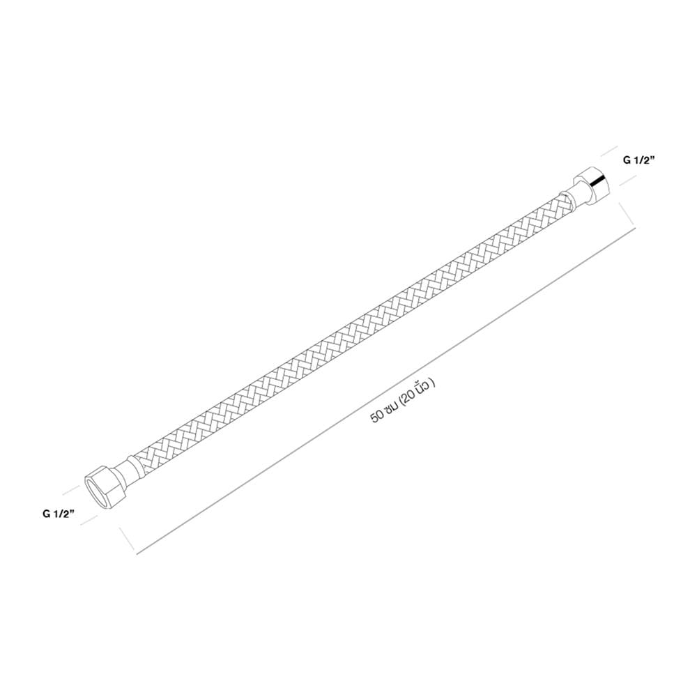 สายน้ำดีสเตนเลสน้ำอุ่น-น้ำเย็น KARAT FAUCET KA-01-500-20-WH 20 นิ้ว
