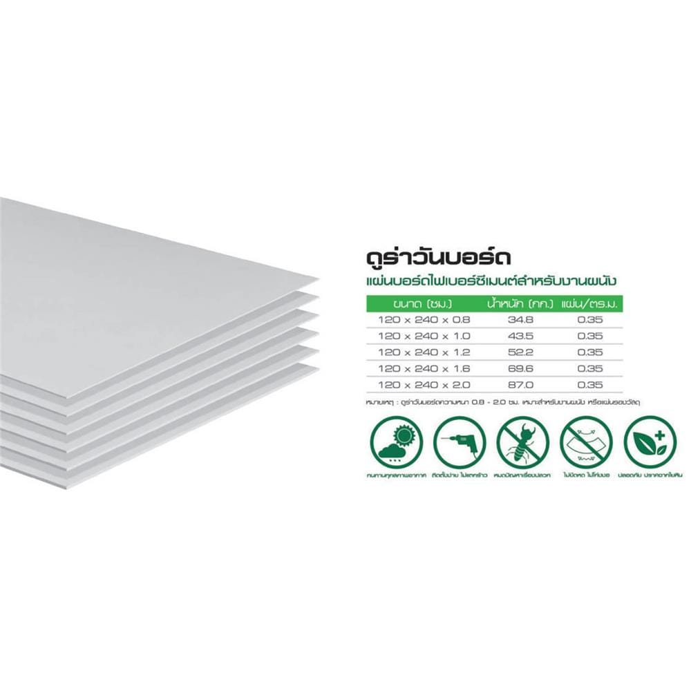 บอร์ด งานผนัง-พื้น DURAONE ขอบเรียบ 120X240X2.0 ซม. สีธรรมชาติ