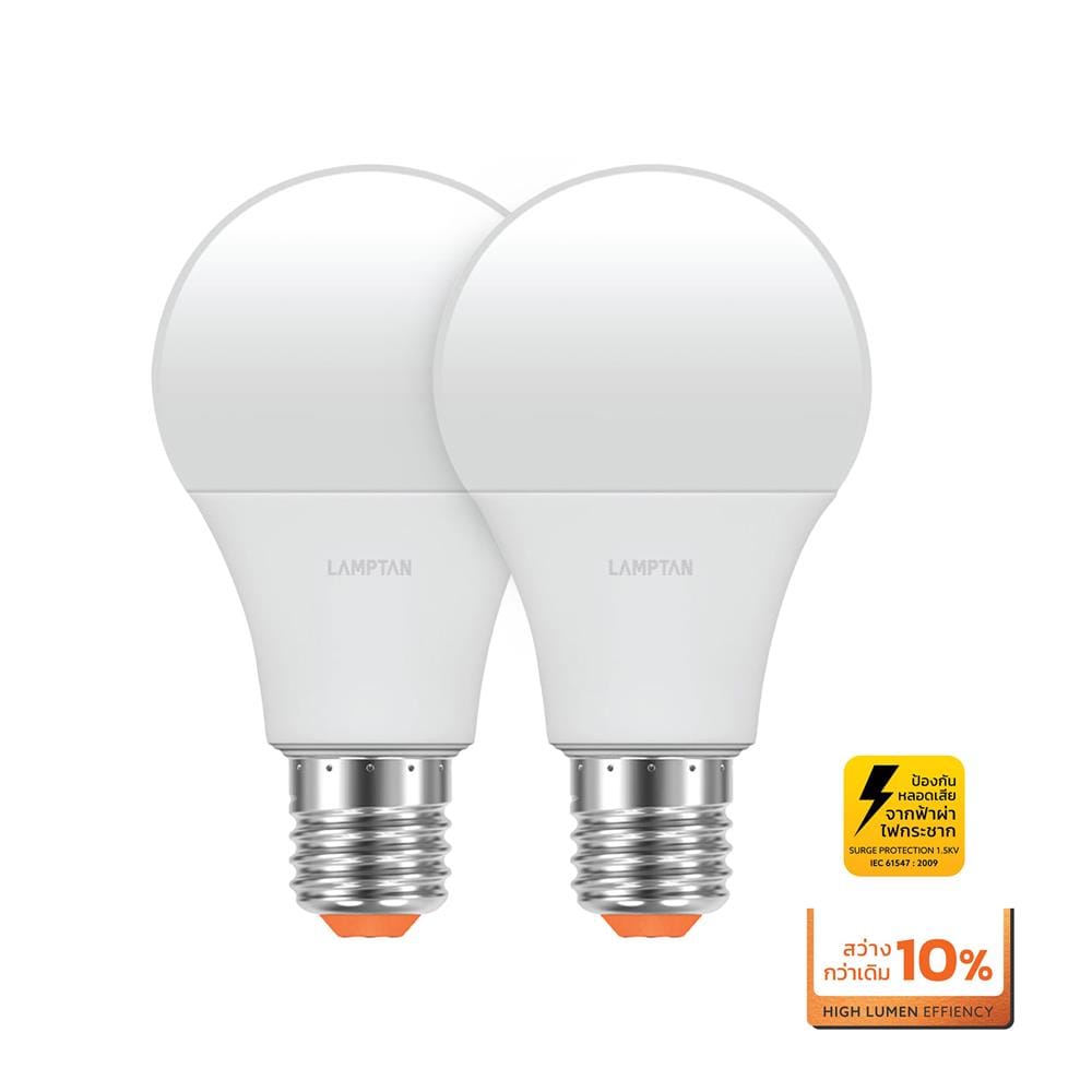 หลอด LED LAMPTAN BULB GLOSS 9 วัตต์ WARM WHITE E27 (แพ็ก 2 ชิ้น)