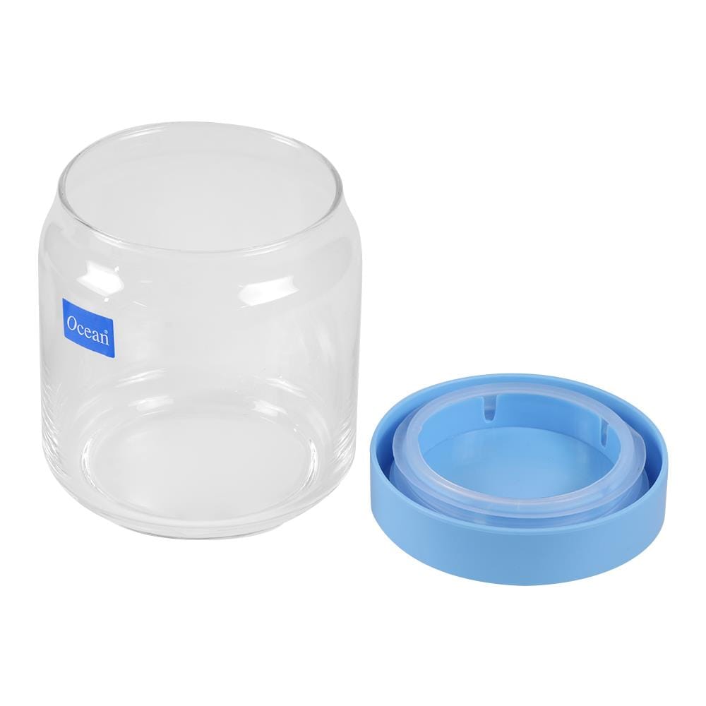 ขวดโหลแก้วกลมฝาดึง OCEAN POP JAR 0.5 ลิตร สีฟ้า