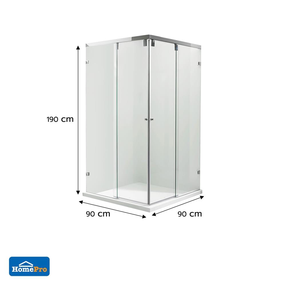 ฉากกั้นอาบน้ำ CRISTINA CRYSTAL CLEAR CORNER 90X90 ซม.