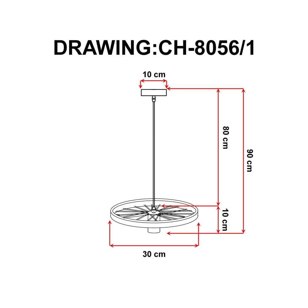 ไฟช่อ EVL CH-8056/1 สีดำ 1 หัว