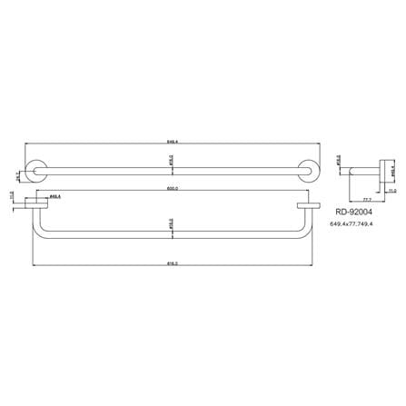 ราวแขวนผ้า PRIME RD-92004 60 ซม. สเตนเลส_2