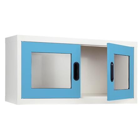 ตู้เหล็กบานเปิดกระจก KIOSK MAX-012 BO สีขาว/ฟ้า_1
