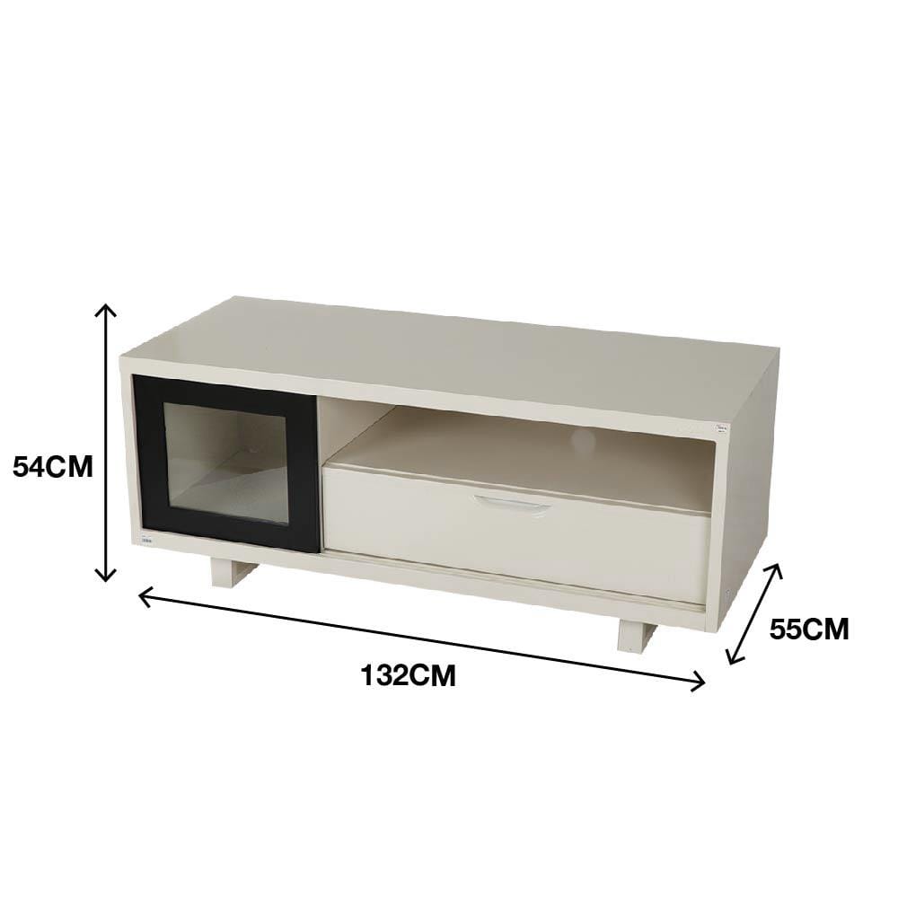 ตู้วางทีวี KIOSK LT-002 BL 132 ซม. สีขาว/ดำ