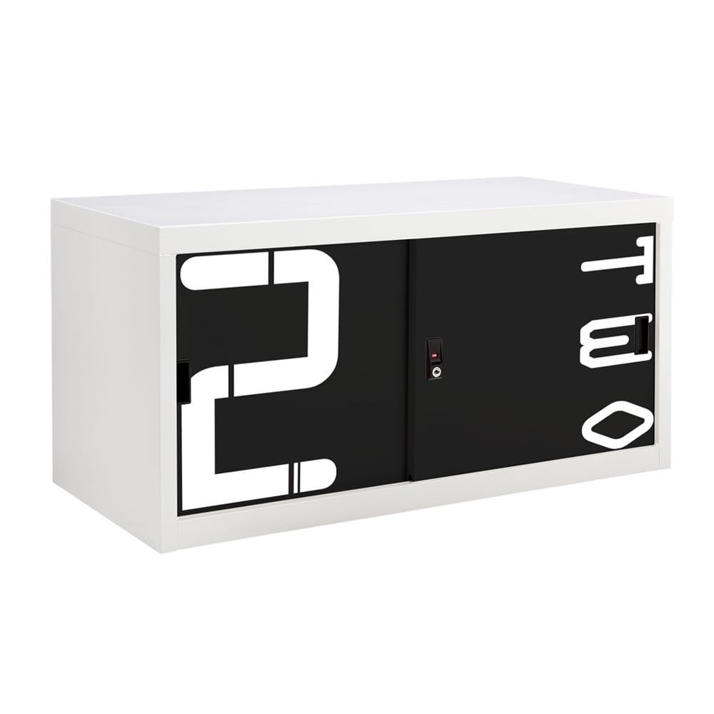 ตู้เหล็กบานเลื่อนทึบ KIOSK USC-1/N2 สีขาว/ดำ