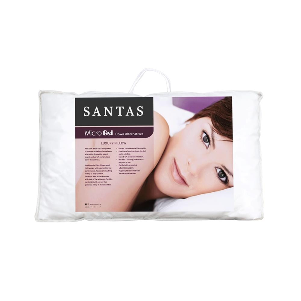 หมอนหนุน ใยสังเคราะห์ SANTAS MICROGEL LUXURY 19x29 นิ้ว สีขาว
