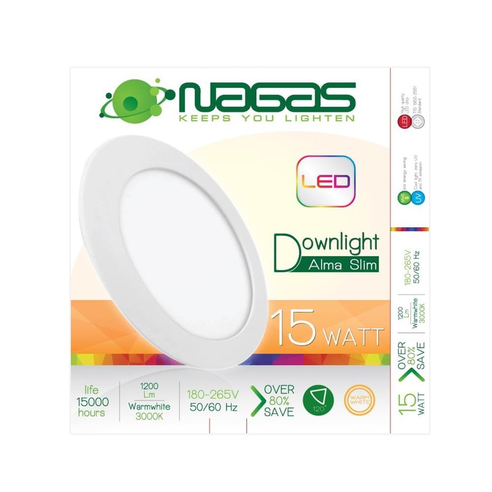 ดาวน์ไลท์ LED NAGAS DWL-PN6 6 นิ้ว 15 วัตต์ WARM WHITE สีขาว