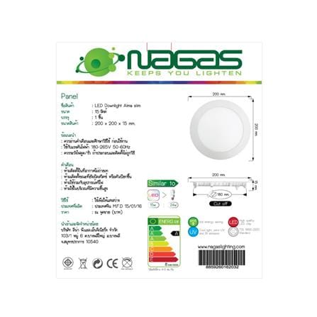 ดาวน์ไลท์ LED NAGAS DWL-PN6 6 นิ้ว 15 วัตต์ WARM WHITE สีขาว_2