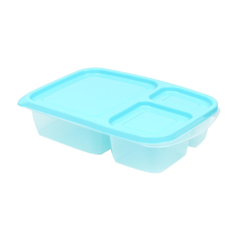 ชุดกล่องอาหารเหลี่ยม 3 ช่อง MICRON CHEF 6074 สีเขียว 2 ชิ้น/แพ็ค