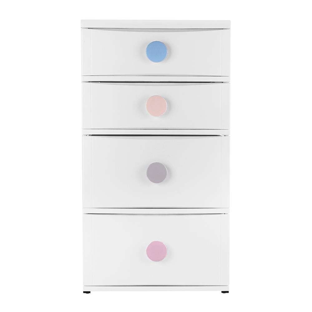 ตู้ลิ้นชัก 4 ชั้น มีล้อ STACKO C12 56x45x105 ซม. สีขาว