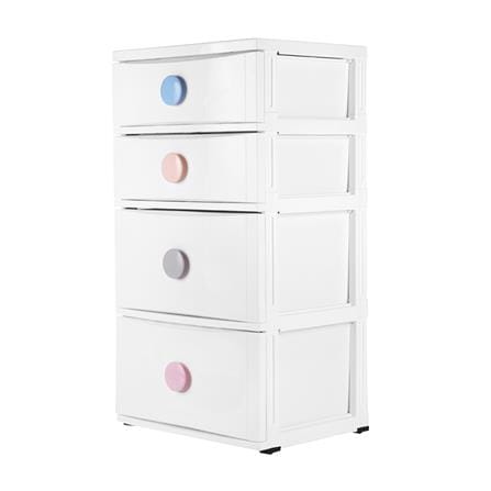 ตู้ลิ้นชัก 4 ชั้น มีล้อ STACKO C12 56x45x105 ซม. สีขาว_0