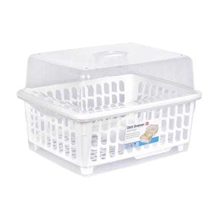 ชั้นคว่ำจานพลาสติกมีฝาครอบ JCJ NEW2400 สีขาว_2