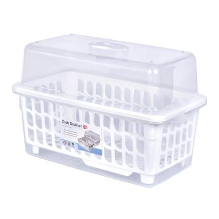 ชั้นคว่ำจานพลาสติกมีฝาครอบ JCJ NEW2401 สีขาว_1