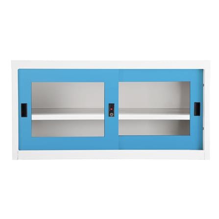 ตู้เหล็กบานเลื่อนกระจก KIOSK USB-2 สีขาว/ฟ้า_1
